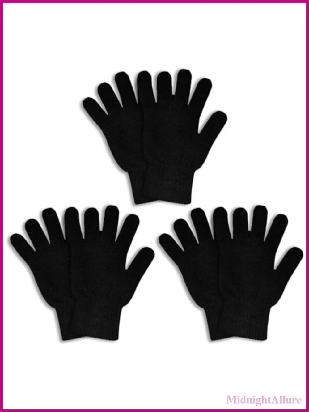 3 Pairs Winter Magic Gloves Adults Warm Knit Stretchy Unisex